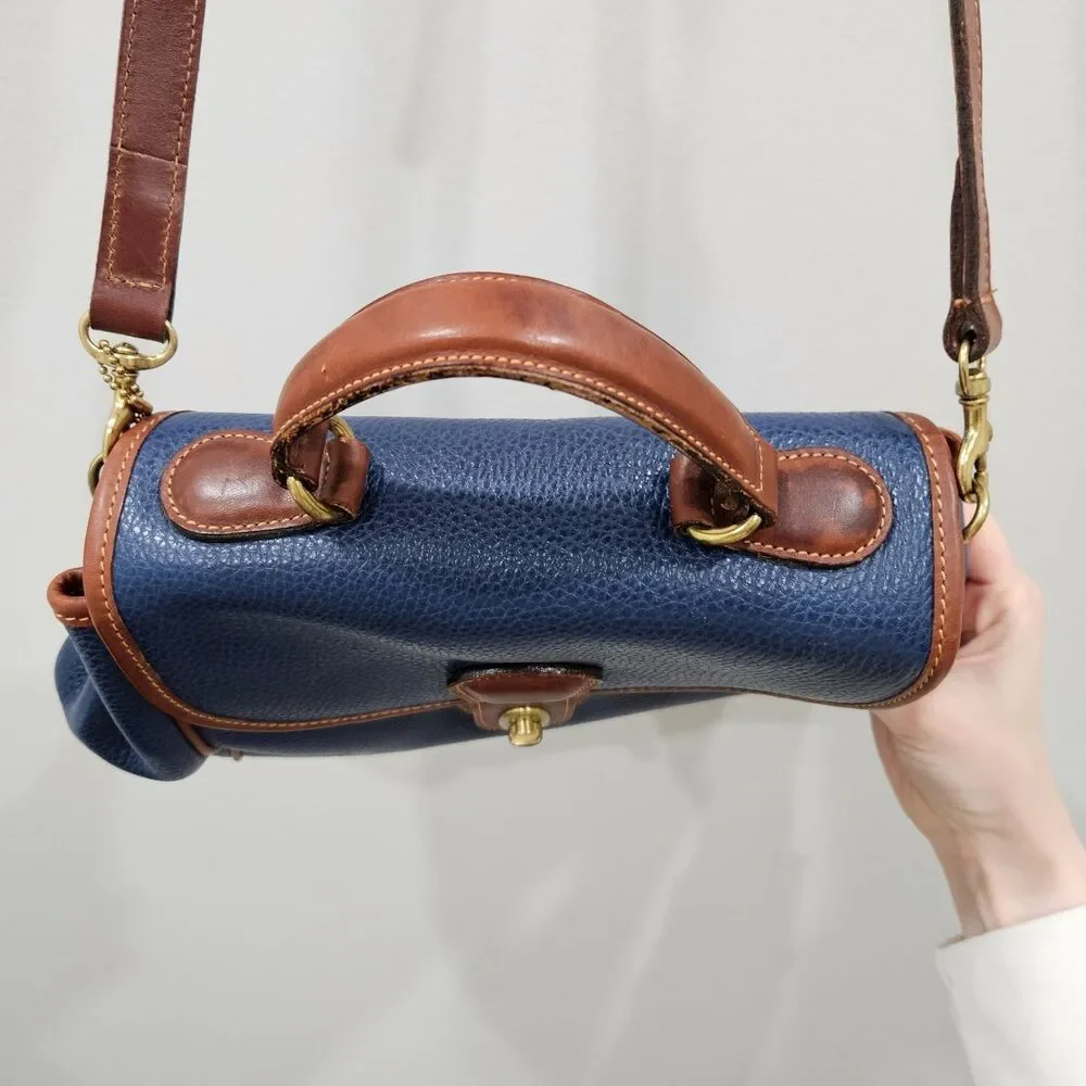 Vintage Coach Sheridan Monticello Leather Crossbody Bag 4226 Navy British Tan